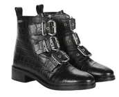Botki damskie - Pepe Jeans Bowie Top Damskie Buty Czarne Skórzane 37 Awe - miniaturka - grafika 1
