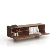 Szafki biurowe - Szafka niska SOLID, 1800 x 400 x 550 mm, orzech - miniaturka - grafika 1