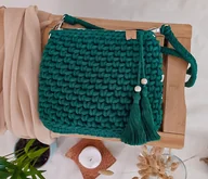 Torebki damskie - Torebka ze sznurka City bag - leśna - miniaturka - grafika 1