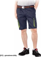 Odzież robocza - R.E.I.S. LAND-TS - Elastyczne męskie krótkie spodnie ochronne LAND, 62% poliester, 35% bawełna, 3% elastan, 240 g/m - granatowo-żółty L - miniaturka - grafika 1