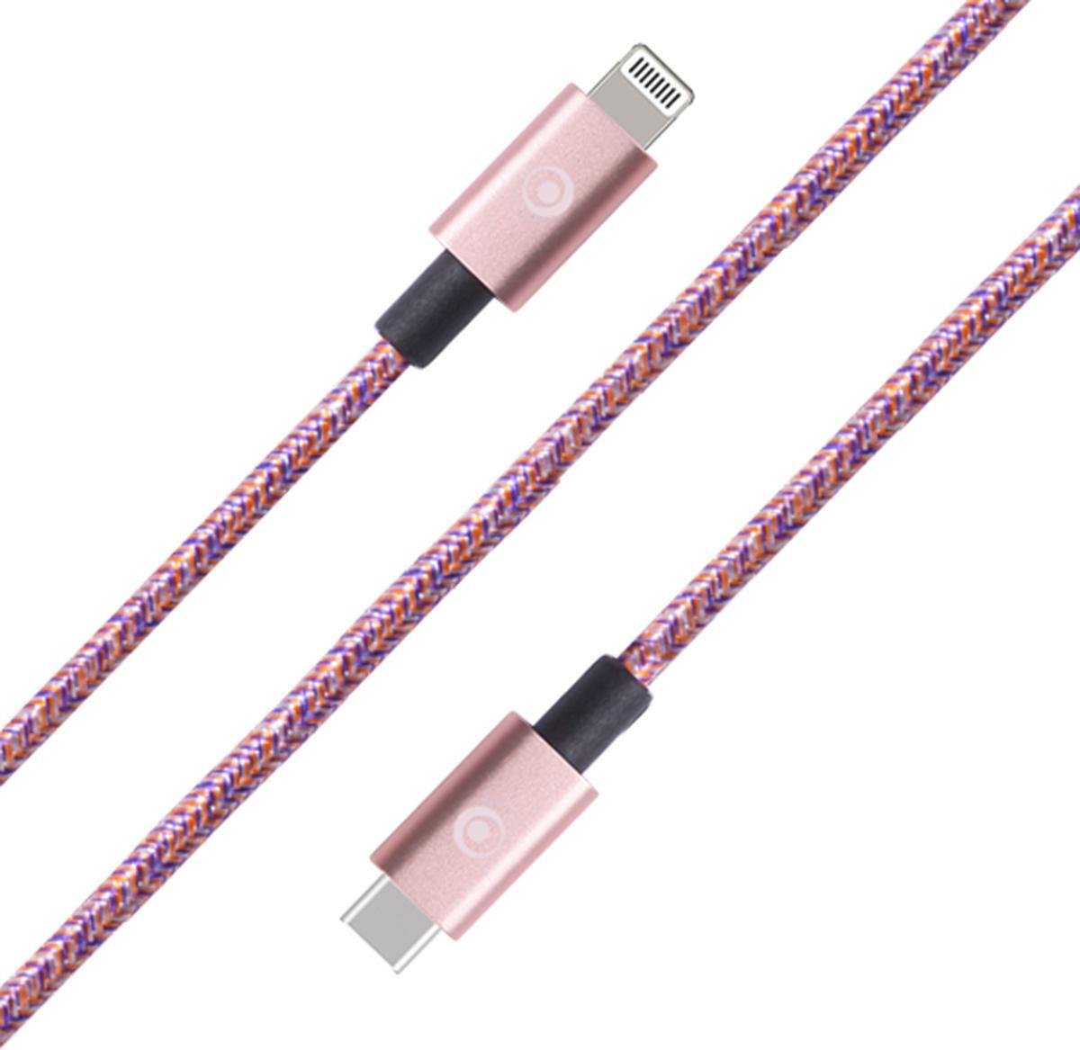 BigBen Connected, kabel sieciowy USB-C/Lightning 2 m - 3 A, różowy