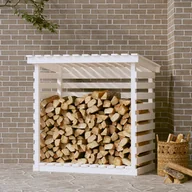 Akcesoria kominkowe - vidaXL Stojak na drewno, biały, 108x73x108 cm, lite drewno sosnowe - miniaturka - grafika 1