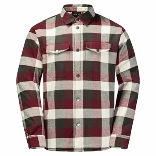 Męska koszula Jack Wolfskin FELSENWEG INS SHIRT M cordovan red checks - S - Koszule męskie - miniaturka - grafika 1