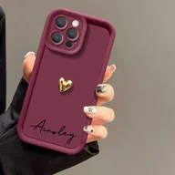 Etui i futerały do telefonów - TEMU Spersonalizowane Etui na Telefon z 3D Złotym Sercem i Nazwiskiem, DIY Podpisowe Pokrowiec Kompatybilny z iPhone 17 16 15 14 13 12 11 Pro 17 Air - miniaturka - grafika 1