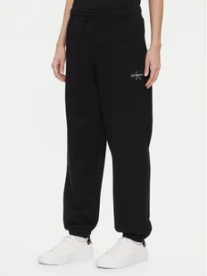 Calvin Klein Jeans Spodnie dresowe Monologo LV047B235G Czarny Regular Fit - Spodnie sportowe damskie - miniaturka - grafika 1