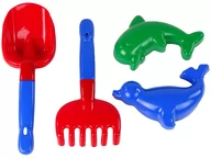 Zabawki do piasku - Dodatki do piasku 4 elementowy Zestaw do piaskownicy Łopatka Grabki Foremki - miniaturka - grafika 1