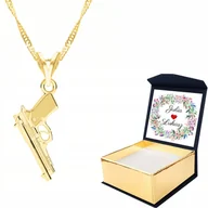 Naszyjniki - Naszyjnik złoty 925 Mały Pistolet + WŁASNY NADRUK - miniaturka - grafika 1