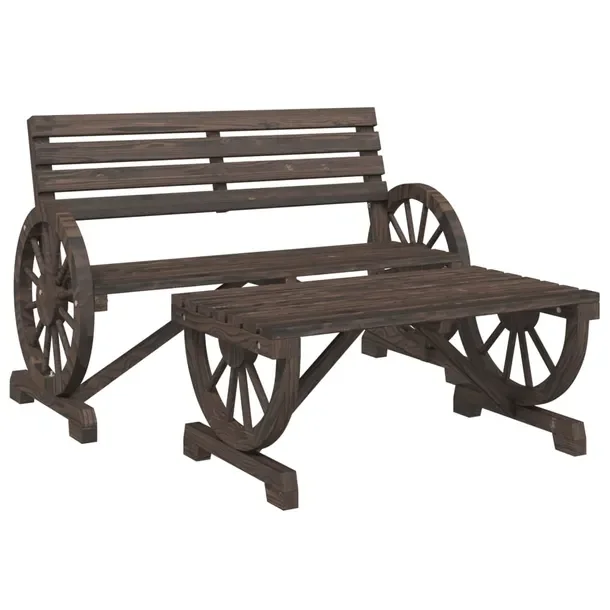 Zestaw Mebli Ogrodowych z Litego Drewna Jodłowego, Ławka 121,5x57x77,5 cm