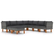 Meble ogrodowe - vidaXL 9-cz. zestaw wypoczynkowy do ogrodu, poduszki, rattan PE, szary 3059721 - miniaturka - grafika 1