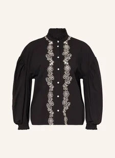 Part Two Bluzka Z Dziurkowaną Koronką I Rękawami 3/4 schwarz - Bluzki damskie - miniaturka - grafika 1