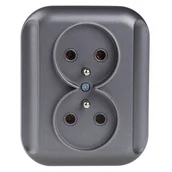 Gniazdka elektryczne - Gniazdo podwójne 2x2p+Z 16A, 250V TOPAZ antracyt - miniaturka - grafika 1