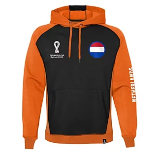 Bluzy męskie - FIFA Męska bluza z kapturem Official World Cup 2022, męska, Netherlands, rozmiar M, pomarańczowa, pomarańczowy, M - grafika 1
