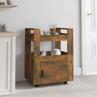 The Living Store Wózek kuchenny dąb wędzony 60x45x80 cm materiał drewnopochodny - Wózki kuchenne - miniaturka - grafika 1