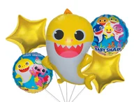 Baby shower i roczek - Zestaw balonów Baby Shark, Rekin żółty, 5 el. - miniaturka - grafika 1