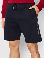 Spodnie sportowe męskie - Tommy Hilfiger Szorty sportowe Logo MW0MW22198 Granatowy Regular Fit - miniaturka - grafika 1