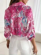 Koszule damskie - Koszula damska w kolorowe wzory - Jasnoróżowy - miniaturka - grafika 1