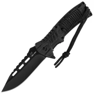 Noże - Nóż składany Mil-Tec Paracord z krzesiwem - Black - miniaturka - grafika 1