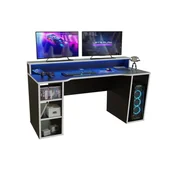 Biurka gamingowe - Biurko gamingowe SUPERNOVA211 LED - czarno-białe - miniaturka - grafika 1