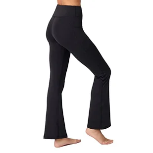 LOS OJOS Damskie spodnie do jogi Bootcut – wysoka talia, trening, bootleg, joga, legginsy z kontrolą brzucha, czarny, XL - Spodnie damskie - miniaturka - grafika 1