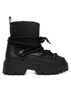 Śniegowce damskie - Tommy Hilfiger Śniegowce Real Shearling Laceup Snowboot FW0FW08996 Czarny - miniaturka - grafika 1