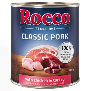 Korzystny pakiet Rocco Classic Pork, 12 x 800 g - Kurczak i indyk - Mokra karma dla psów - miniaturka - grafika 1