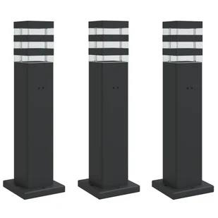 vidaXL Zewnętrzne lampy stojące, z gniazdkami, 3 szt., czarne, 50 cm - Lampy ogrodowe - miniaturka - grafika 1
