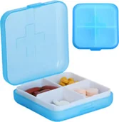 Meble i wyposażenie gabinetów medycznych - Kieszonkowy organizer na leki - pojemnik na suplementy z czterema przegródkami - podróżny pojemnik na tabletki ze szczelnym zamknięciem (24397) - miniaturka - grafika 1