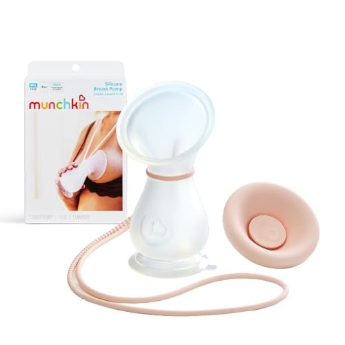 Munchkin Silikonowy laktator, ręczna pompka do karmienia piersią, mieści do 120 ml mleka, ergonomiczna konstrukcja i łatwy w użyciu, niezbędne artykuły do karmienia piersią i niemowląt