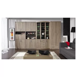 Meblościanka A Mega Meblar Dąb Sonoma - Inne meble do salonu - miniaturka - grafika 1