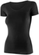 Koszulki i topy damskie - Brubeck SS1398W Koszulka damska z krótkim rękawem COMFORT MERINO czarny M - miniaturka - grafika 1