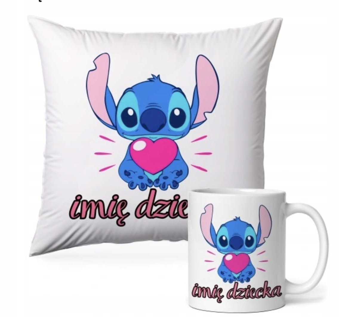 ZESTAW PODUSZKA + KUBEK Prezent STICH STITCH LILO BAJKA + IMIĘ #14