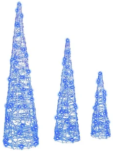 vidaXL Choinka z 90 diodami LED 3 pcs Niebieski 20 x 20 x 80 cm Akryl - Ozdoby bożonarodzeniowe - miniaturka - grafika 1