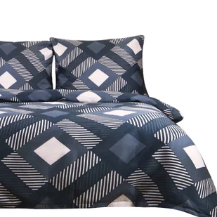 Pościel bawełniana 220x200 satyna granatowo kremowy geometryczny wzór - Pościel Pościel bawełniana 220x200 satyna granatowo kremowy geometryczny wzór - Pościel - miniaturka - grafika 1