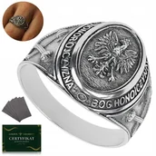Sygnety - SYGNET MĘSKI SREBRNY Z ORŁEM SREBRO PRÓBA 925 BÓG HONOR OJCZYZNA ROZMIAR 24 - Golden Haus - miniaturka - grafika 1
