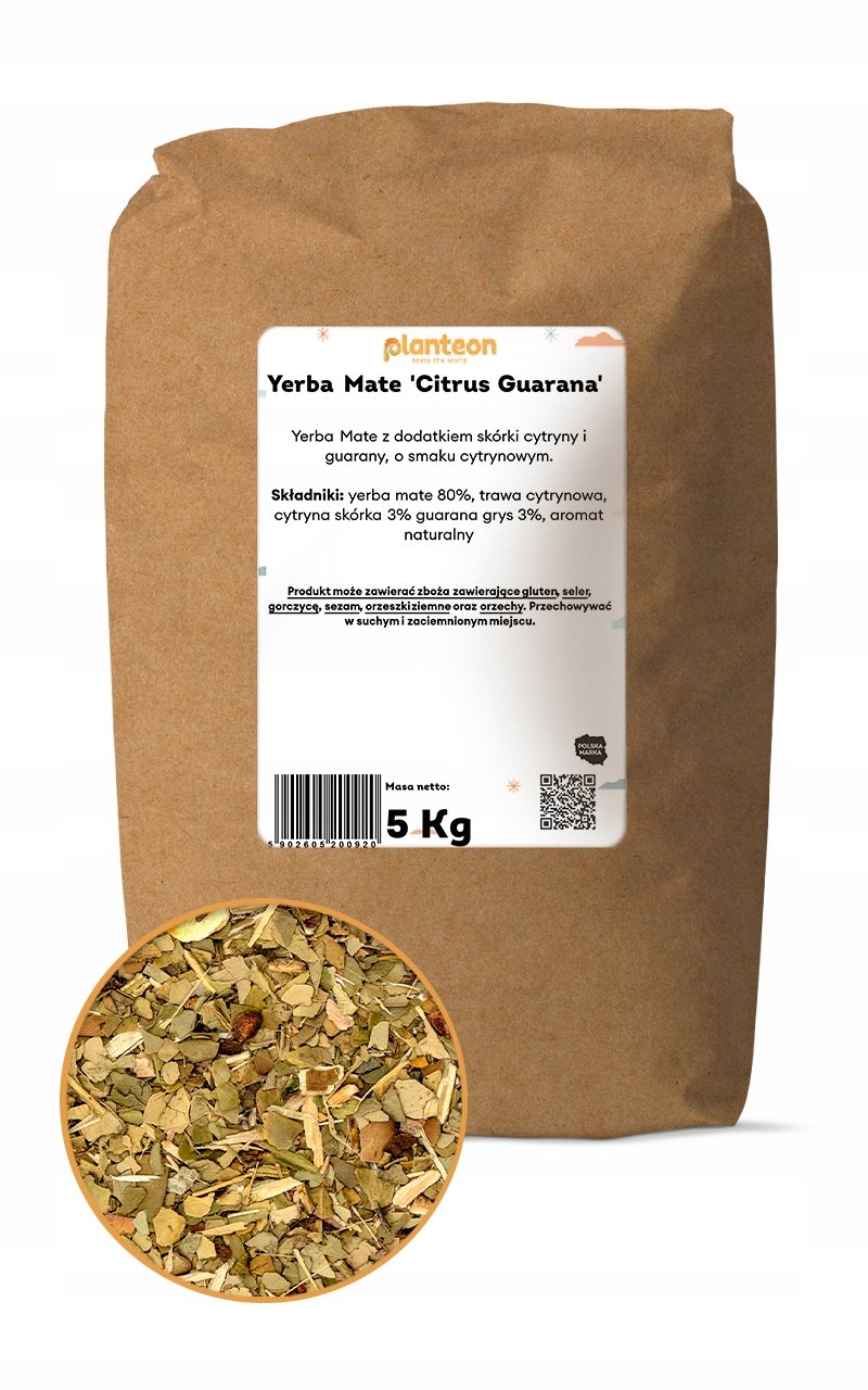 Yerba Mate 'Citrus Guarana' 5kg ostrokrzew paragwajski do parzenia jakość