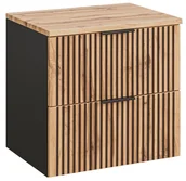 Szafki łazienkowe - Czarna Szafka pod UMYWALKĘ z BLATEM 60 cm RYFLOWANY FRONT - miniaturka - grafika 1