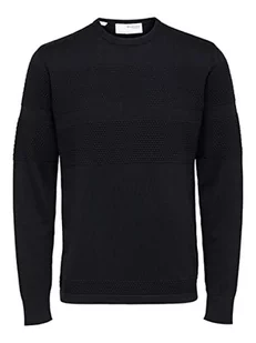 SELECTED HOMME SLHMAINE LS Knit Crew Noos sweter męski, czarny, S, czarny, S - Swetry męskie - miniaturka - grafika 1