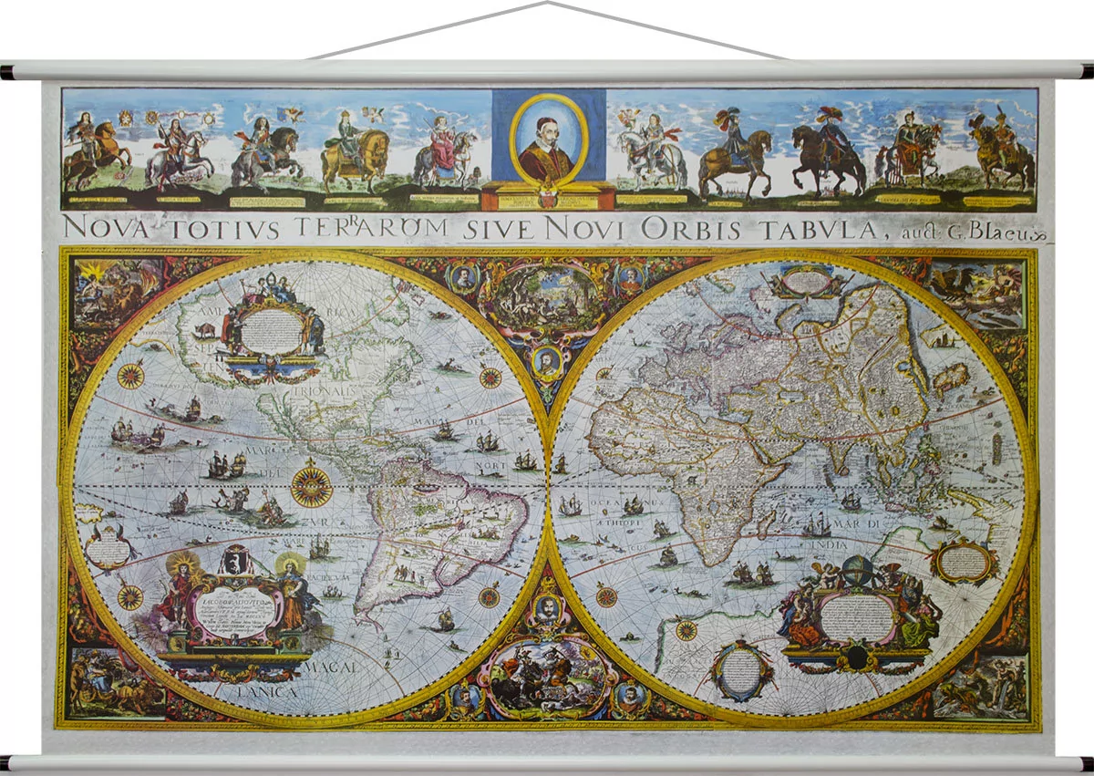 Świat Blaue Antique World mapa ścienna Global Mapping