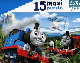 Trefl Puzzle 15 Maxi Tomek i przyjaciele Pędzące lokomotywy - Puzzle - miniaturka - grafika 1