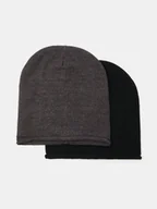 Czapki damskie - Sinsay - Czapka beanie basic z wiskozą 2 pack - szary - miniaturka - grafika 1