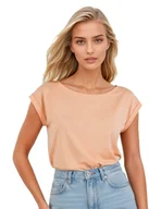 Koszulki i topy damskie - Koszulka damska oversize z krótkim rękawem Norilla morelowa S - miniaturka - grafika 1