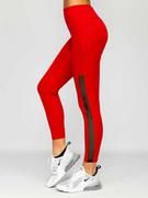 Spodnie sportowe damskie - Czerwone legginsy damskie Denley YW06017 - miniaturka - grafika 1