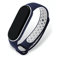 Akcesoria do smartwatchy - PASEK OPASKA MESH do XIAOMI MI BAND 5/6 (granatowo-biały) - miniaturka - grafika 1