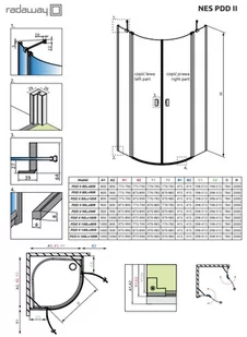 Radaway Nes PDD II 90x90 10030090-01-01L/10030090-01-01R - Kabiny prysznicowe - miniaturka - grafika 1