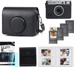 Zestaw 5w1 Futerał + Szkło + Album 64x + Etui Zdjęcia + Ramki Do Fuji Instax Mini Evo / Czarny - Torby fotograficzne i futerały - miniaturka - grafika 1