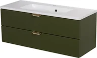 Szafki łazienkowe - Szafka łazienkowa oliwkowa z umywalką złoty uchwyt 100 cm Magnolia Gante - miniaturka - grafika 1