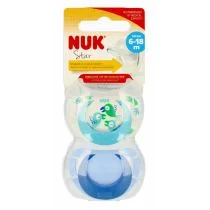 Nuk Smoczek uspokajający silikonowy 6-18 mies. Star 10736748 2 szt. - Smoczki uspokajające - miniaturka - grafika 1