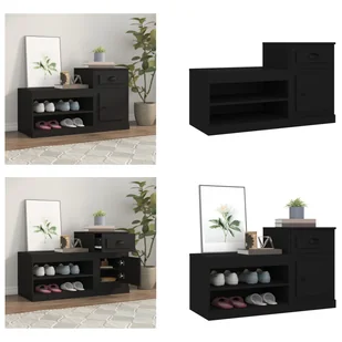 vidaXL Szafka na buty czarna 100x42x60 cm materiał drewnopochodny - Stojak na buty - Półki na buty - Przechowywanie butów - Szafka na buty - Szafki na buty vidaXL Szafka na buty czarna 100x42x60 cm materiał drewnopochodny - Stojak na buty - Półki na buty - Przechowywanie butów - Szafka na buty - Szafki na buty - miniaturka - grafika 1