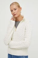 Swetry damskie - G-Star Raw sweter wełniany damski kolor beżowy ciepły - miniaturka - grafika 1