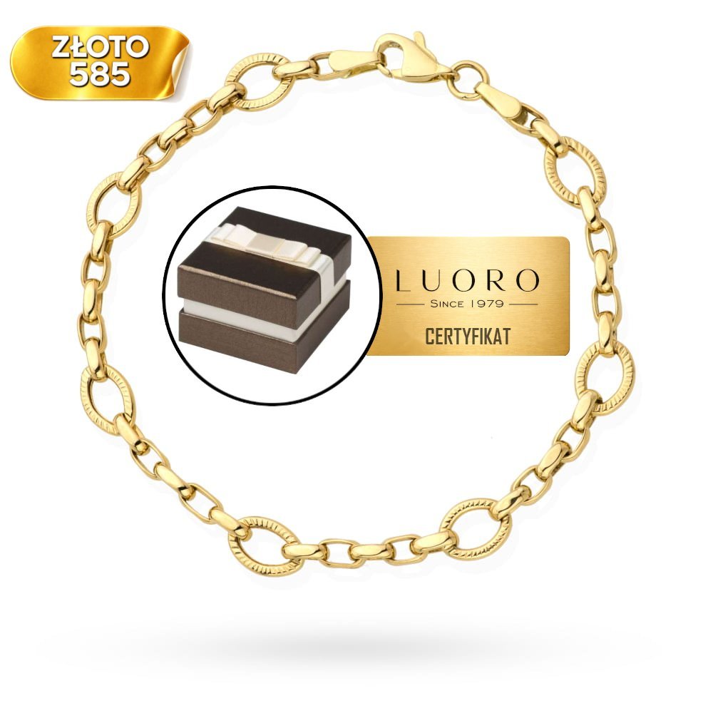 BRANSOLETKA ZŁOTA 585 14K KÓŁKA OWALNE 19 CM ELEGANCKA PREZENT